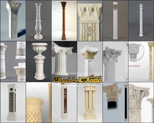 ستون نمای رومی - ستون نمای ساختمان - نمای ستون داخل ساختمان - ستون سنگ نما - ستون سنگی نما - طراحی ستون نما - سرستون نما کلاسیک